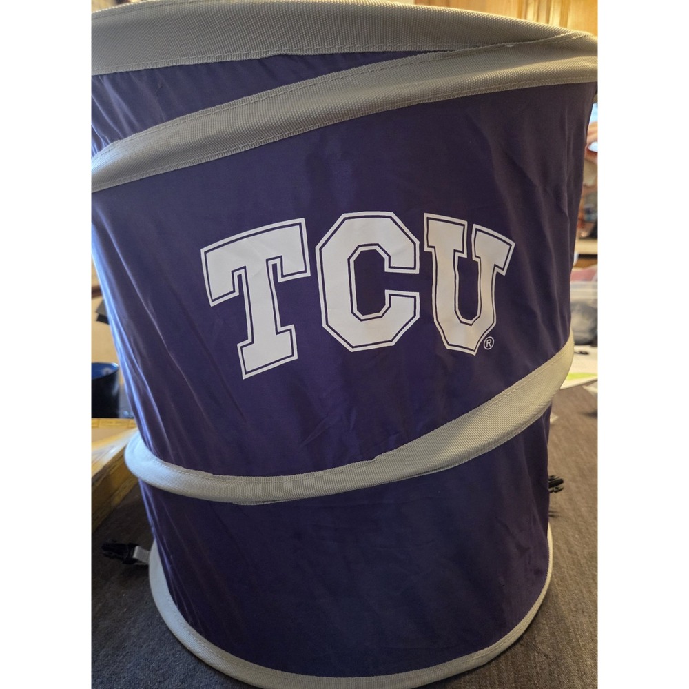 Vintage TCU Pop-Up Cooler Trash Can Hamper OS Purple Excellent Logo Brands